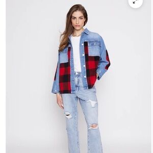 Blue RevivalYOUR EX BOYFRIENDS SHACKET IN RED PLAID size S
